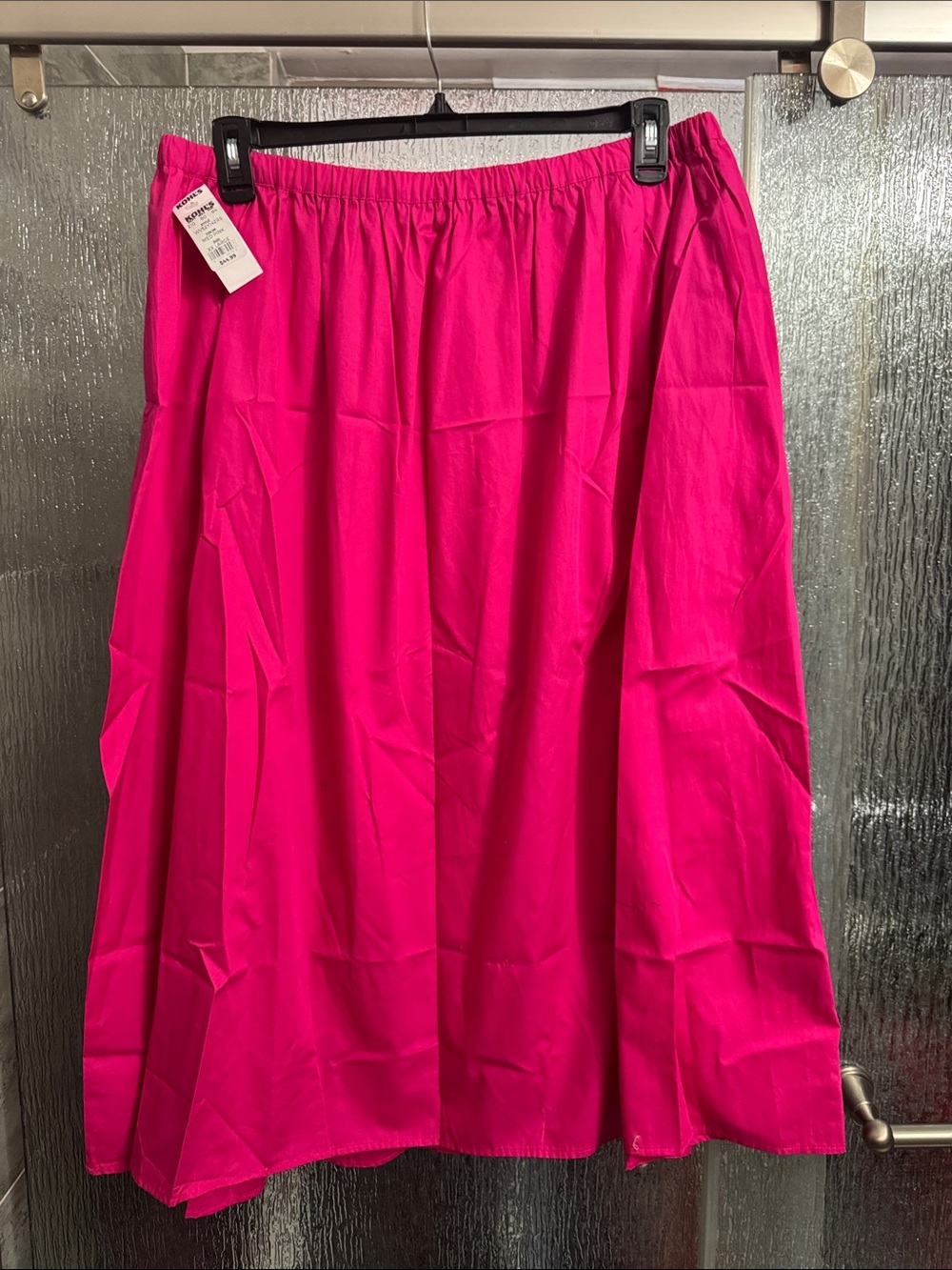 Hot Pink Pull On Midi Skirt